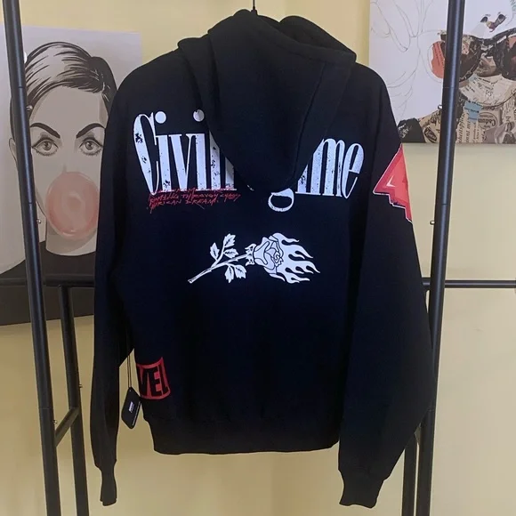 NWT CIVIL REGIME x MARVEL Deadpool Graphic Hoodie in Black, Size Small - Picture 7 of 7